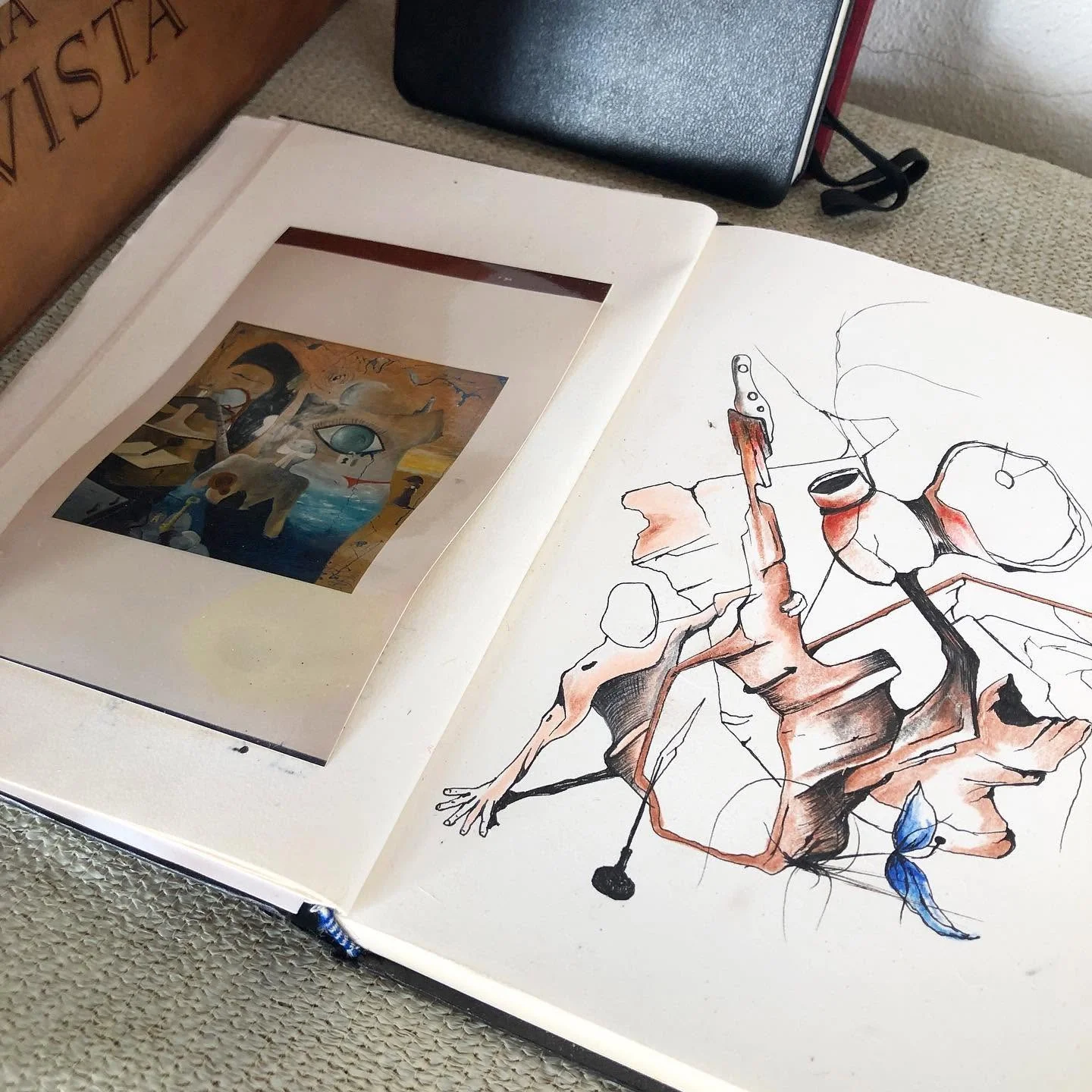 Studies and drawings on the worktable